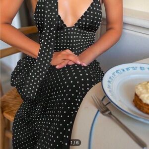 Elegant Black Polka Dot Dress